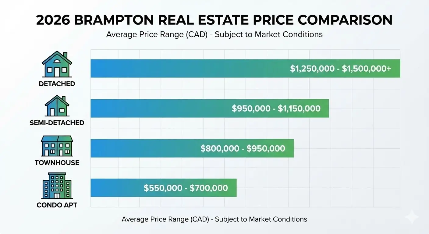 Brampton real estate price infographic 2026