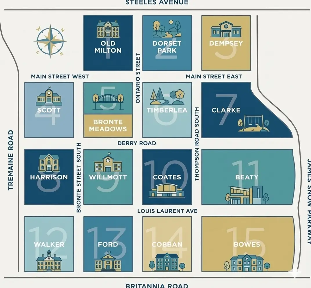 Stylized Milton neighborhood map
